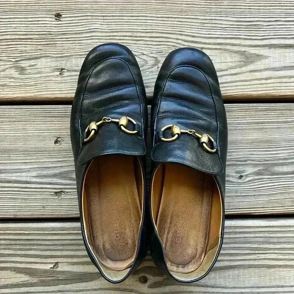 Authentic GUCCI Jordaan Women’s Black Leather Horsebit Loafer Sz 37 US 7 - Picture 2 of 13